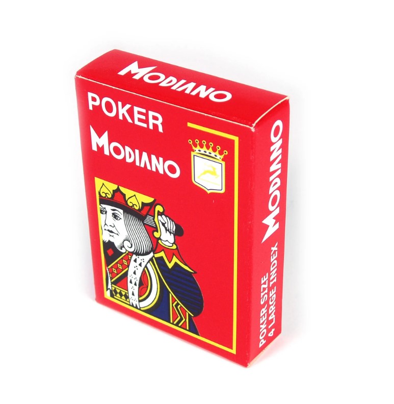 Карты "Modiano Poker" 100% plastic 4 jumbo index red Карты "Modiano Poker" 100% plastic 4 jumbo index red