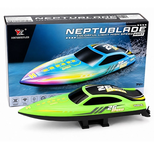 Радиоуправляемый катер NeptuBlade (25 км/ч, 32 см, 30 мин, 7 видов подсветки) - HJ826B-GREEN Радиоуправляемый катер NeptuBlade (25 км/ч, 32 см, 30 мин, 7 видов подсветки) - HJ826B-GREEN